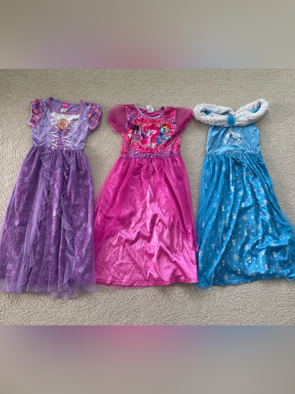 Disney Princess & My Little Pony Girls Costume Nightgowns in Purple, Pink & Blue